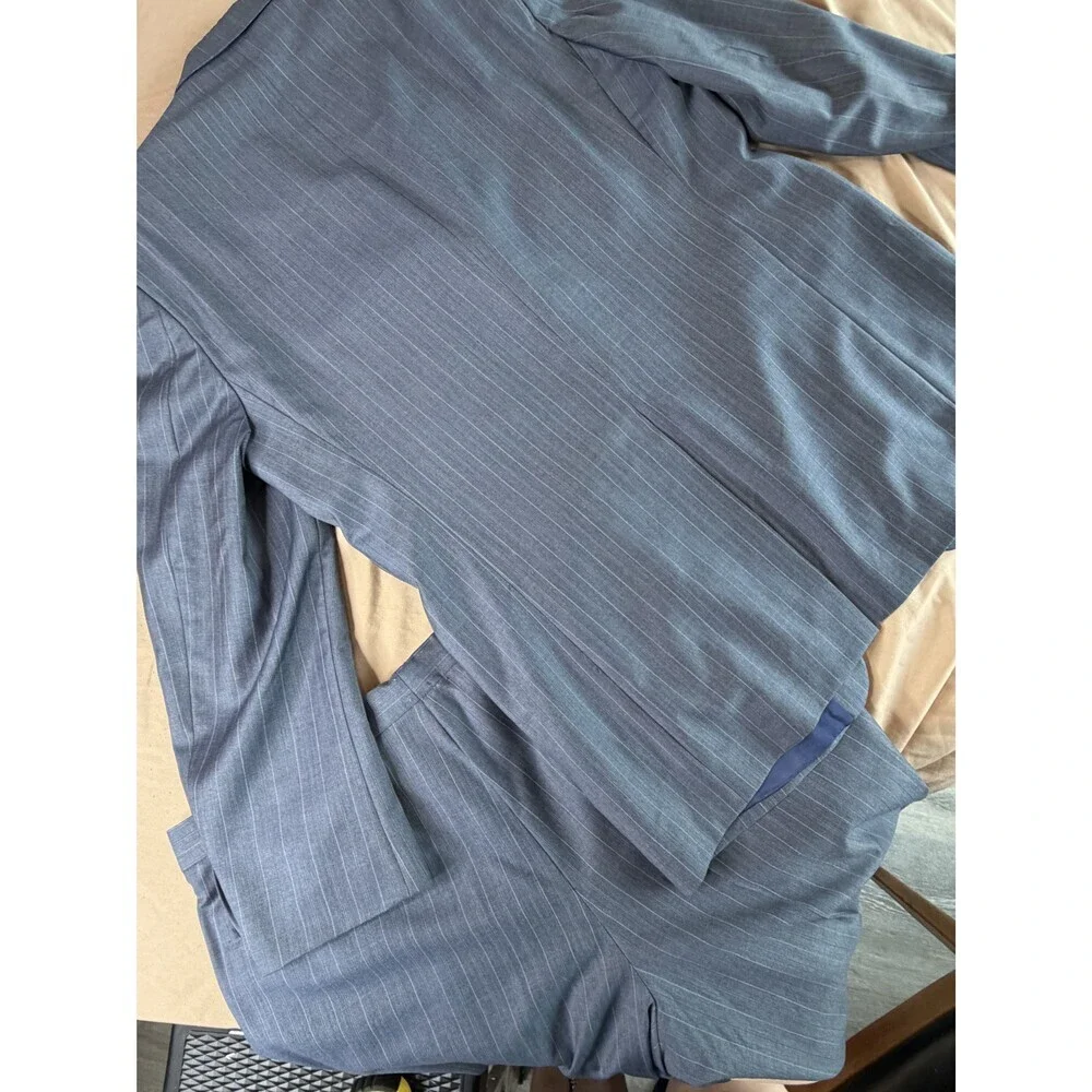 Vintage Ralph Lauren Gray Pinstripe Wool 2-Piece Suit Men's 42L
